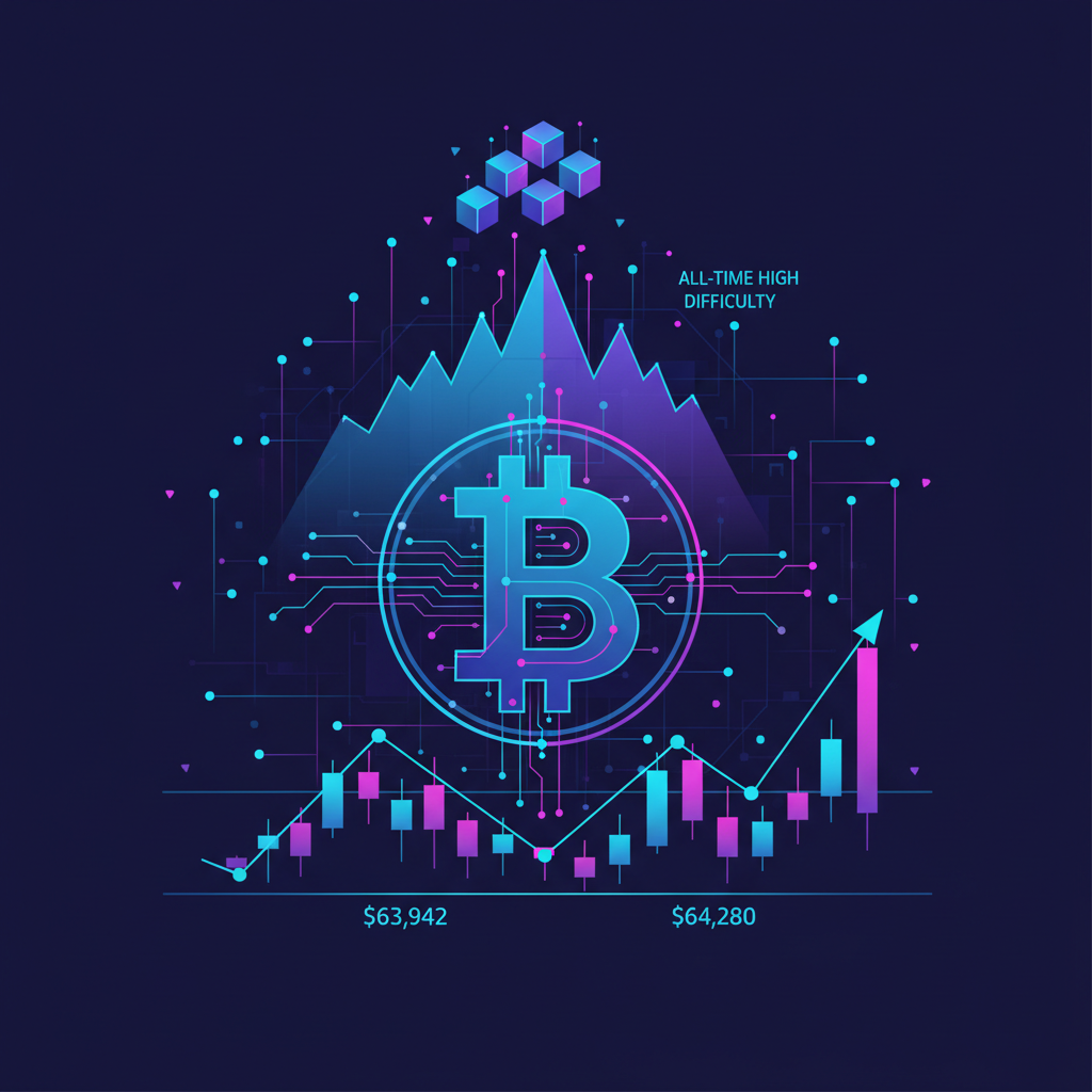 Bitcoin Mining Difficulty Hits Fresh ATH as Hash Rate Surges Past 700 EH/s; Price Eyes $65K