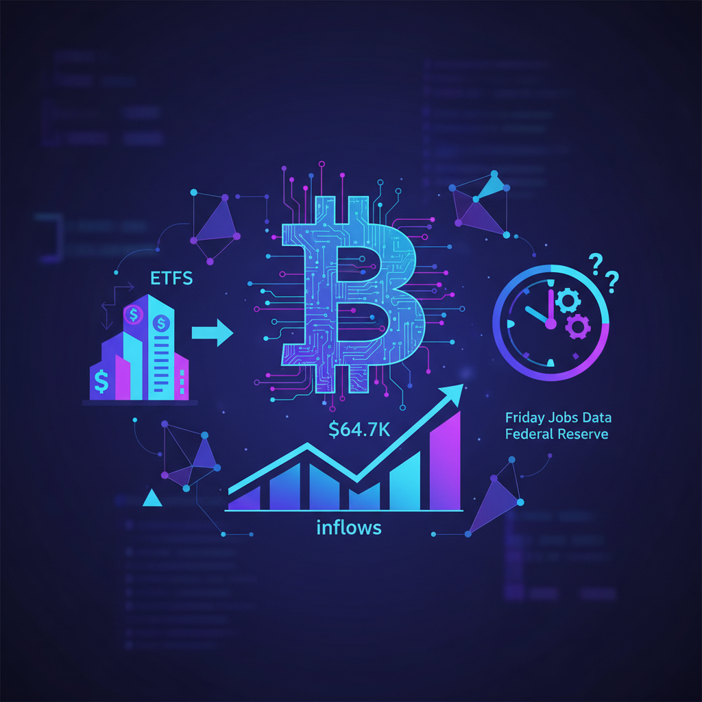 Bitcoin Holds $64.7K as ETF Inflows Extend to Third Day; Traders Await Friday Jobs Data